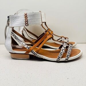 Coach Nillie Multi Strap Sandals Spot Viper White Shoes Gladiator Boho Sz 7